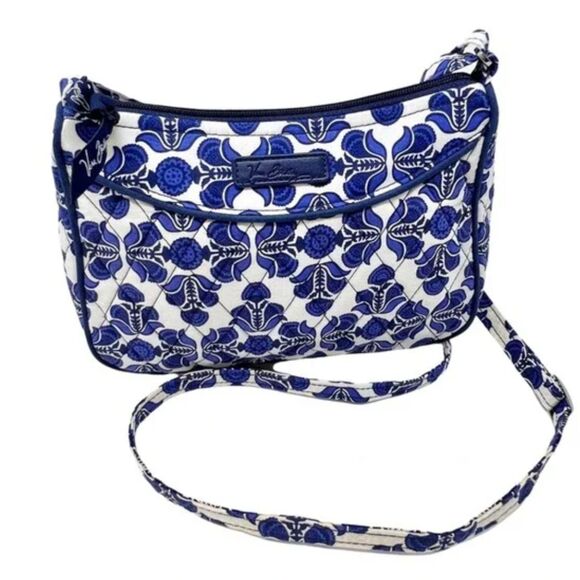 Vera Bradley Cobalt Tile Floral Blue Shoulder Bag - Picture 6 of 9